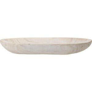Whitewashed carved wood bowl decorative rustic tray farmhouse centerpiece decor